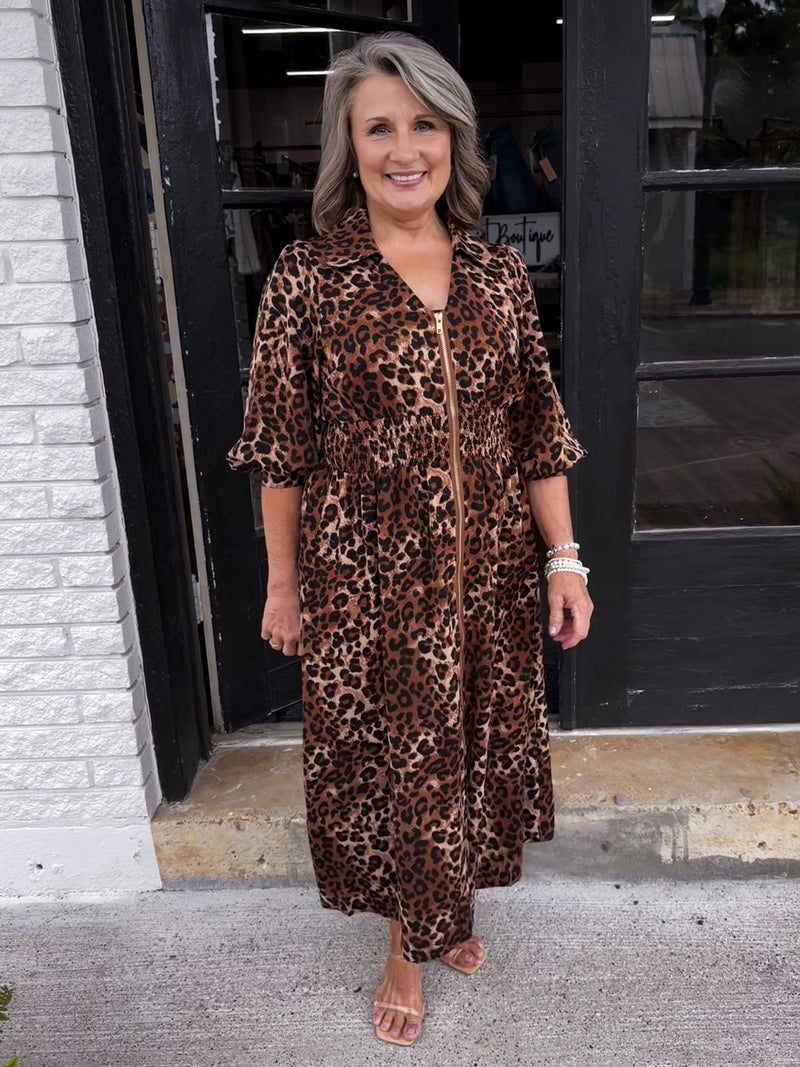 Unshaken and Undone Leopard Dress