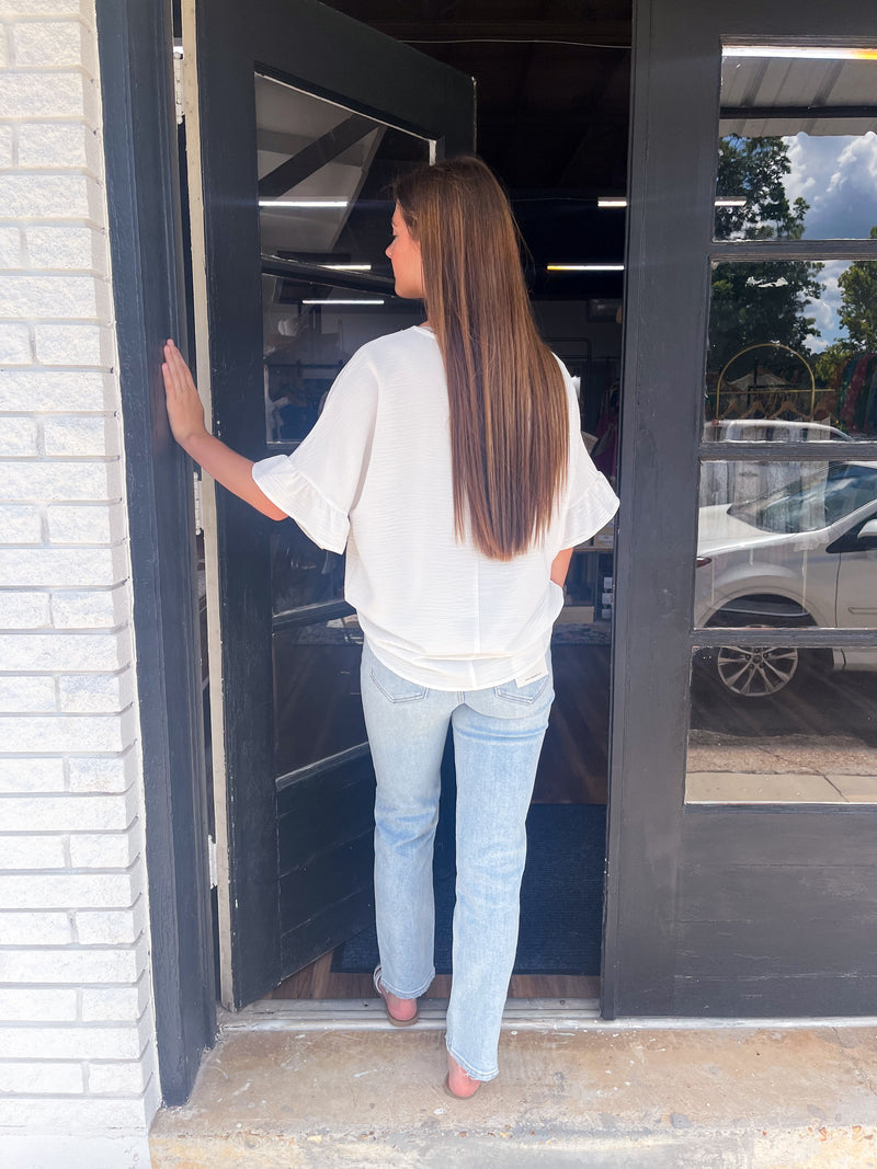 Woven Airflow Ruffle Top