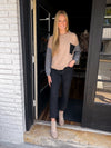 Acid Washed High Waist Cropped Straight Pants