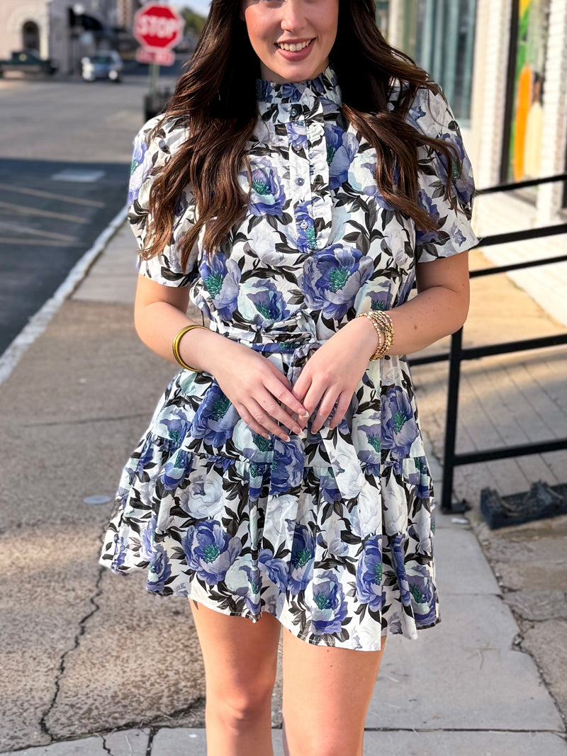 The Confident Edit Floral Puff Sleeve Mini Dress