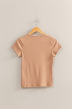 Ribbed Crew Neck Short Sleeve Top