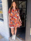 Abstract Leopard Print Button Up Dress