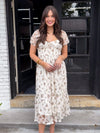 Right Where She Is Puff Sleve Midi Dress
