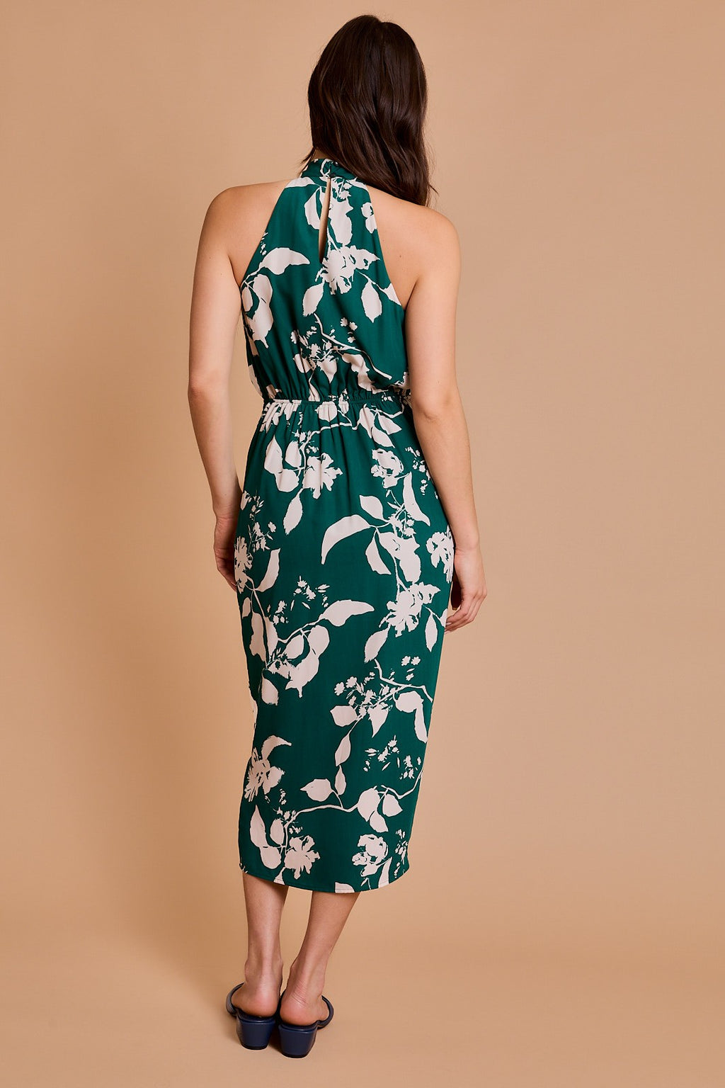 Halter Neck Floral Midi Dress