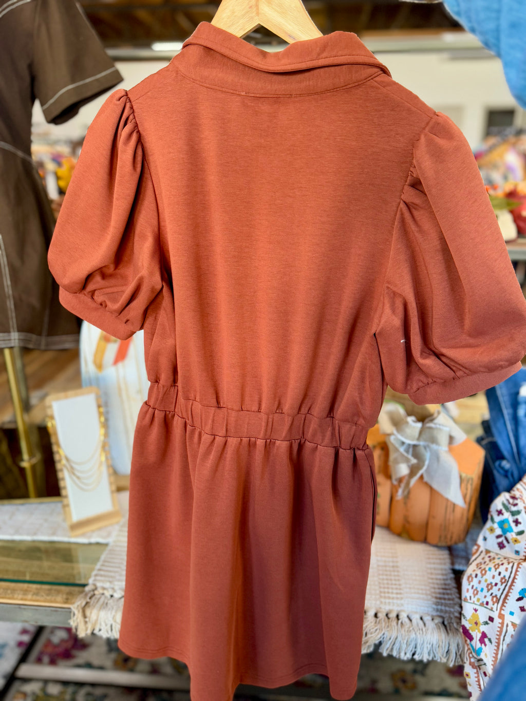 Fran Luxe Rust Zipper Dress