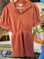 Fran Luxe Rust Zipper Dress