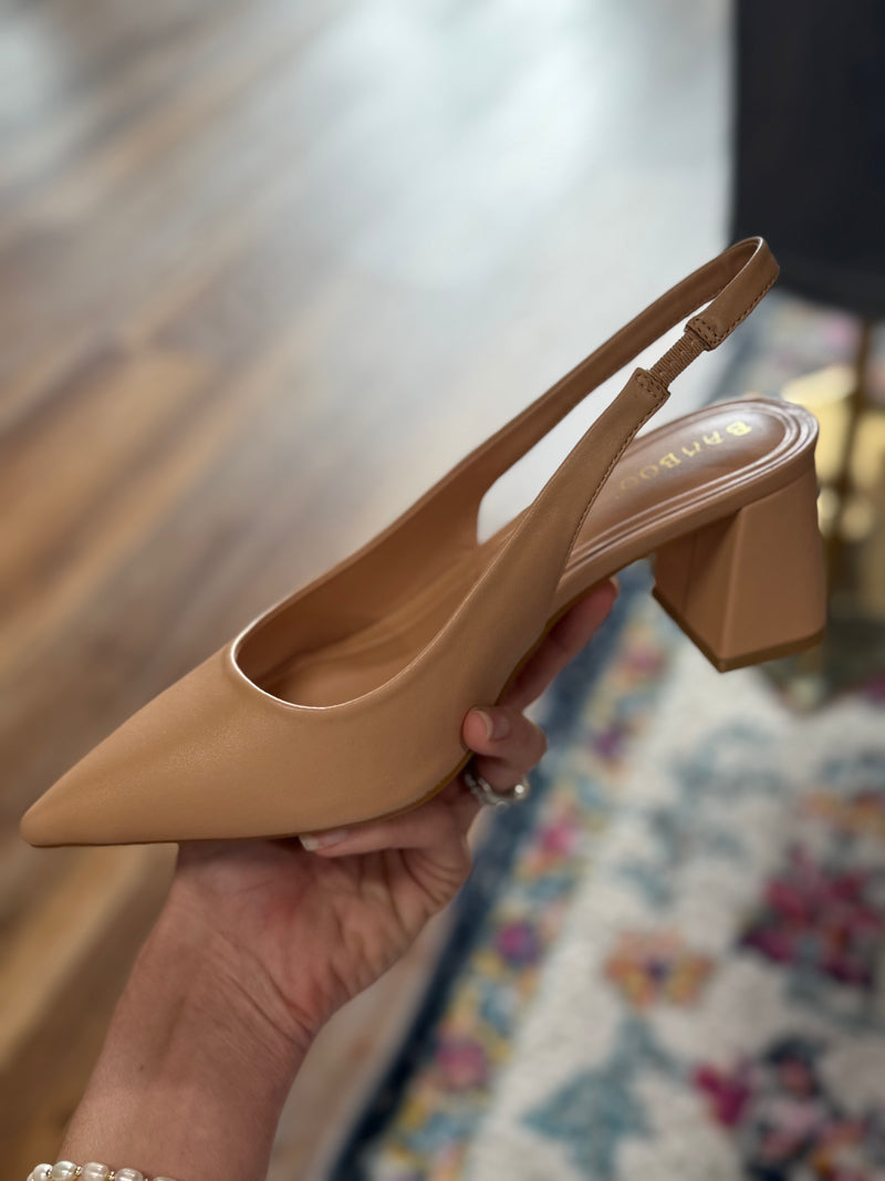 Nude Low Block Heel