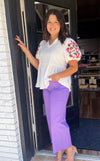 Solid Baby Doll Top with Embroidery