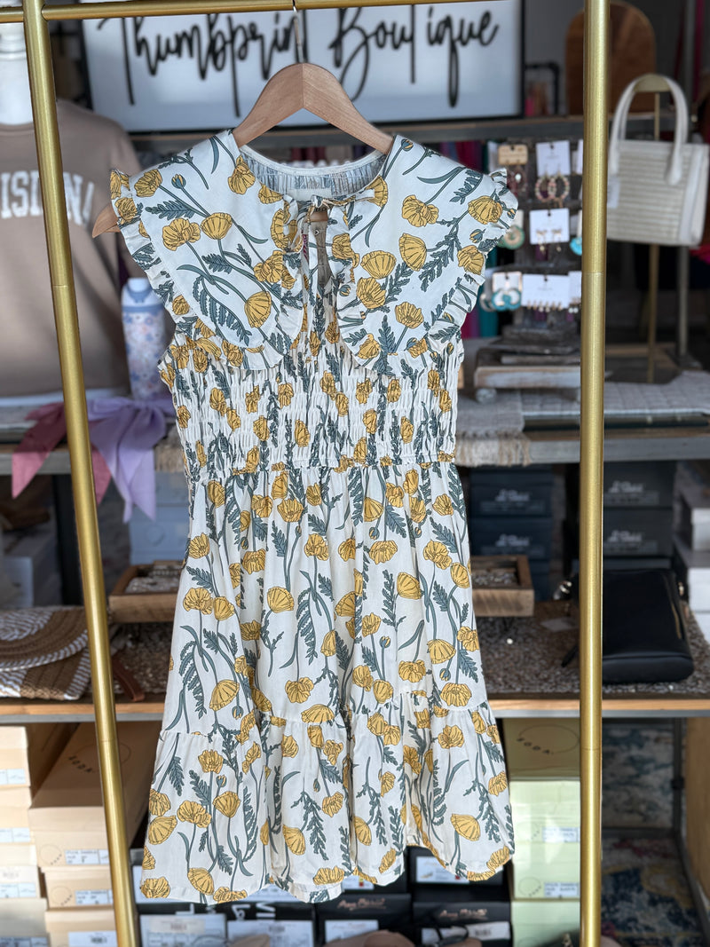 Golden Days Flowered Mini Dress