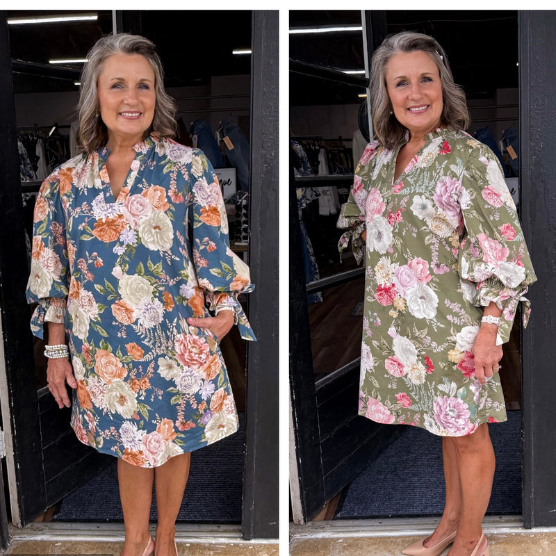 Pretty Please Floral Tie Sleeve Dress