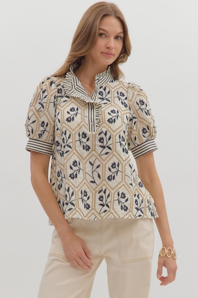 Hope Floats High Collared Blouse