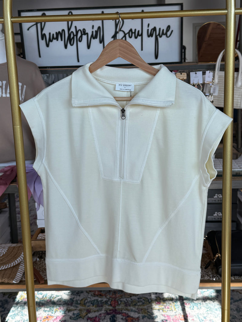 Iris's Half Zip Sleeveless Knit Top