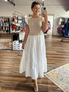 Mixed Media Sweater Vest Midi Dress