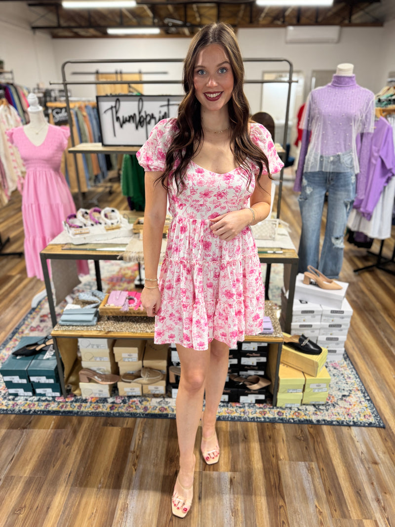 Floral Puff Sleeve Mini Dress