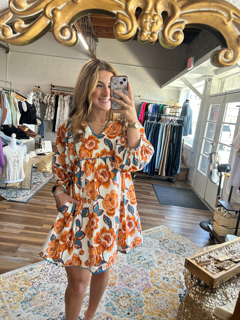 Scotti's Floral & Scalloped Mini Dress