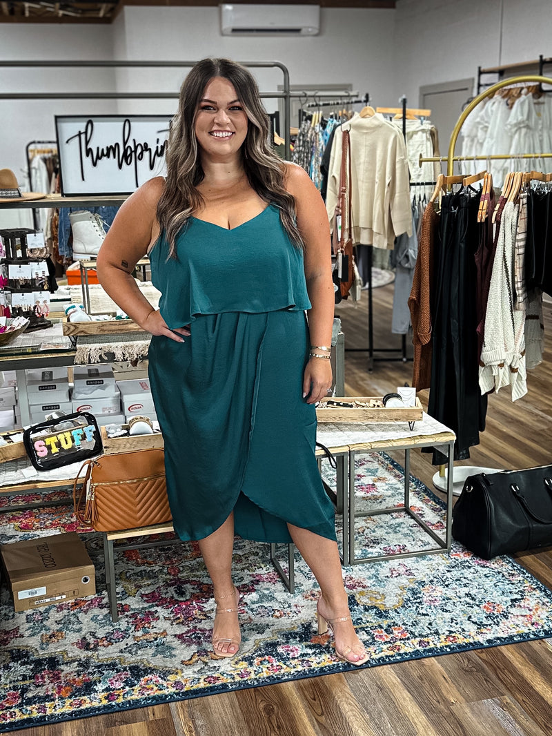Wedding Guest Satin Feel Midi Dress