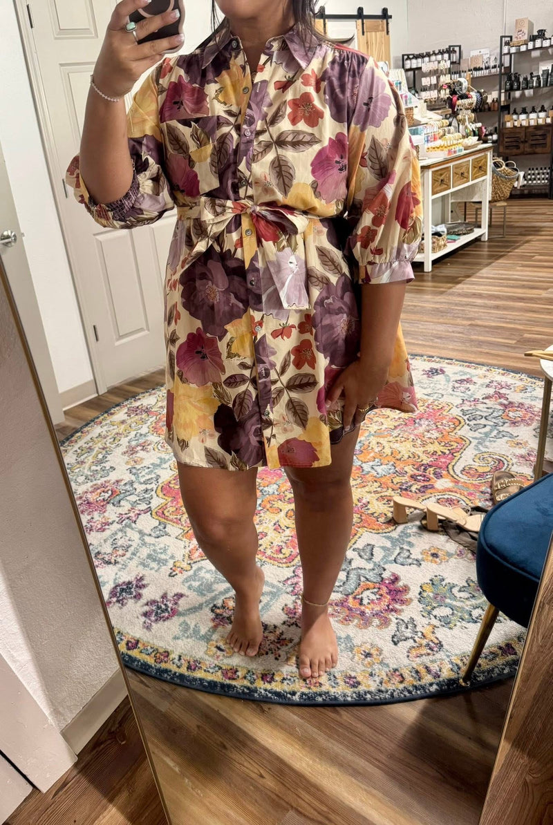 Golden Hour Floral Self-Tie Mini Dress