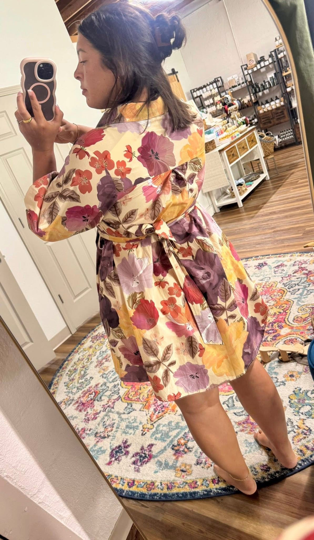 Golden Hour Floral Self-Tie Mini Dress