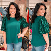 Sequin Sleeve Holiday Blouse