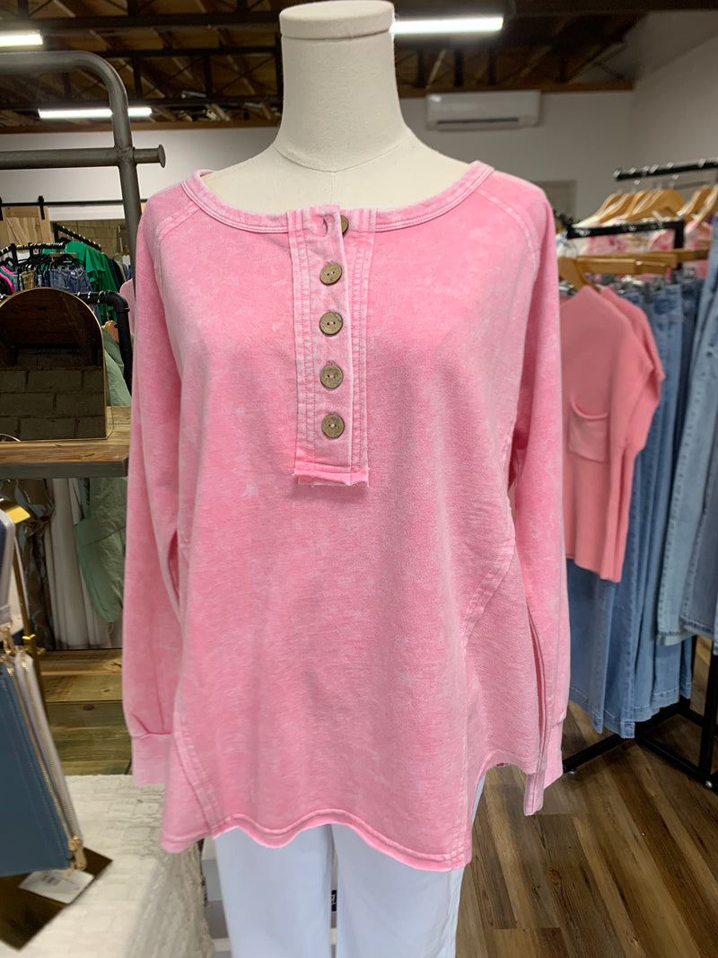 Wanda's Washed Long Sleeve Knit Top