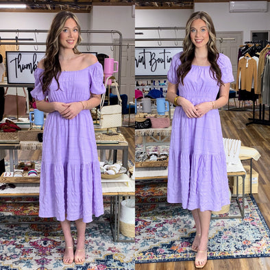 Lavender Midi Puff Sleeve Dress