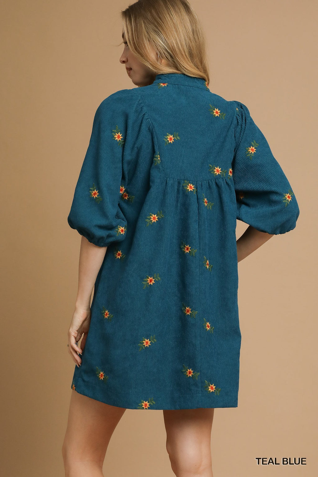 Strength In Stillness Floral Corduroy Dress