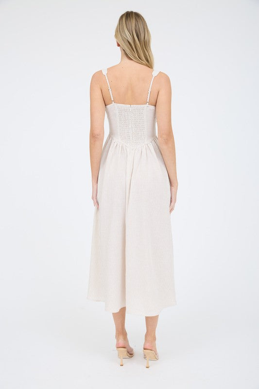 Sami's Striped Corset Detail Midi Dress