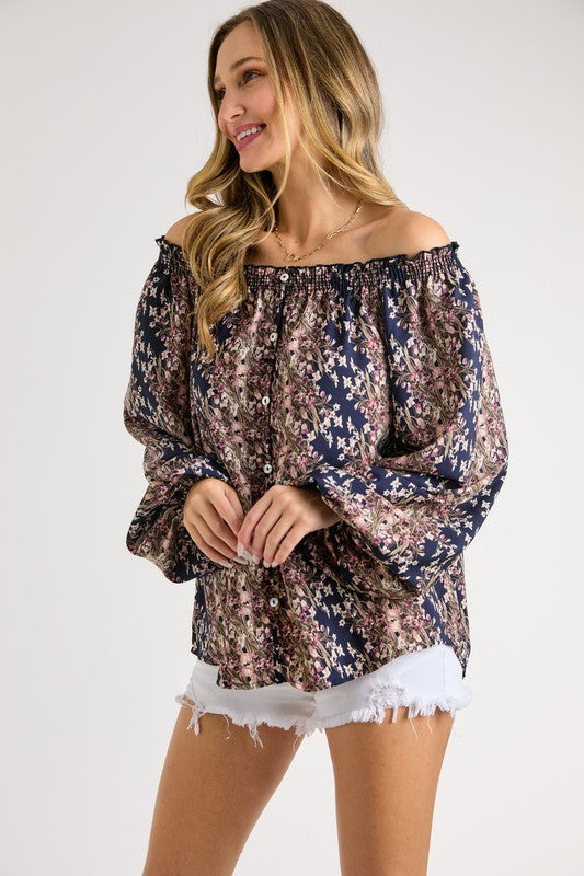 Found Love Smocked Floral Blouse