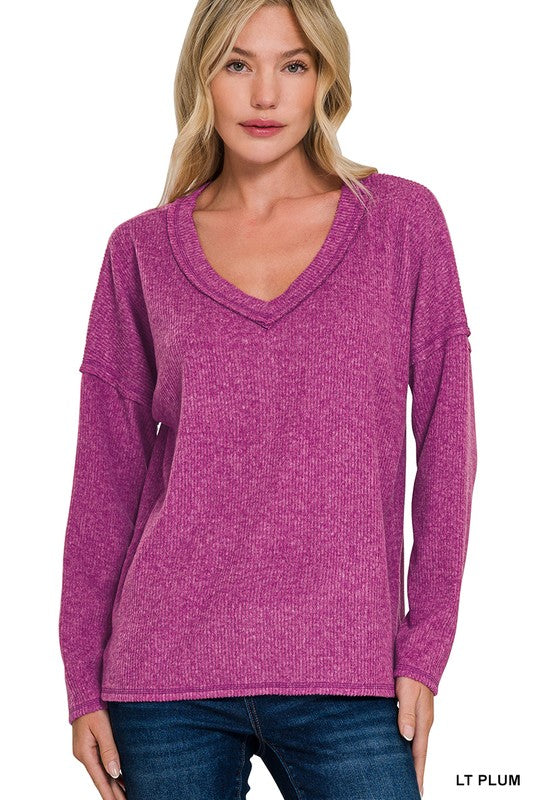 The Favorite Brushed Rib Vneck Top