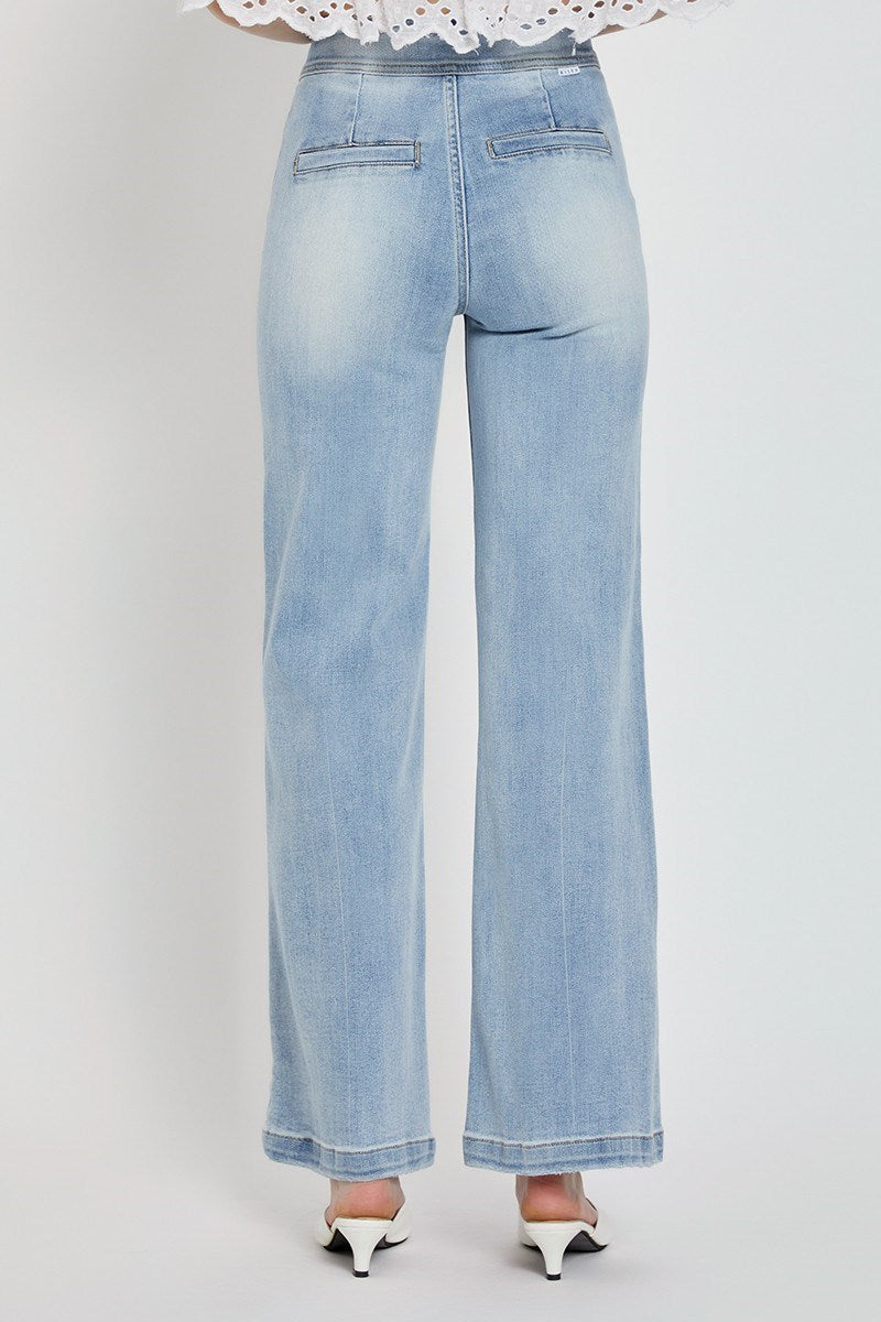 Ezra's High Rise Wide Leg Button Up Denim
