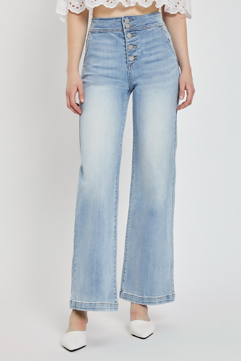 Ezra's High Rise Wide Leg Button Up Denim