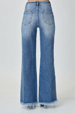 Curvy Mid Rise Distressed Wide Leg Denim
