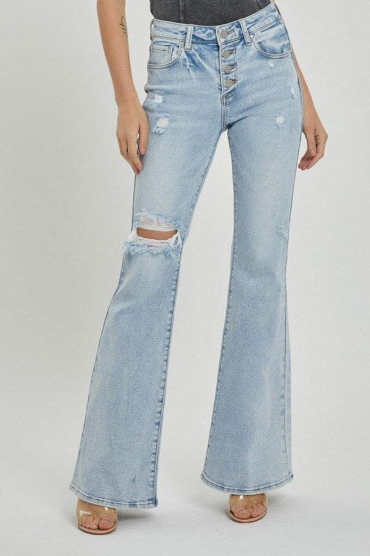 Julian's Mid Rise Button Down Flare Denim