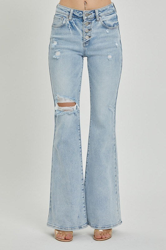 Julian's Mid Rise Button Down Flare Denim