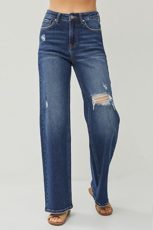 Eleanor's Distressed Wide Leg Jeans