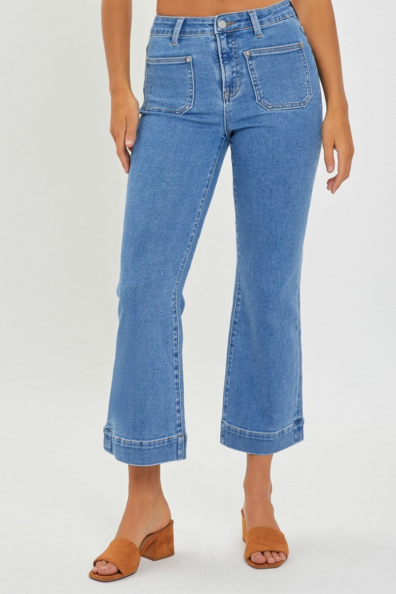 High Rise Front Pocket Ankle Jeans