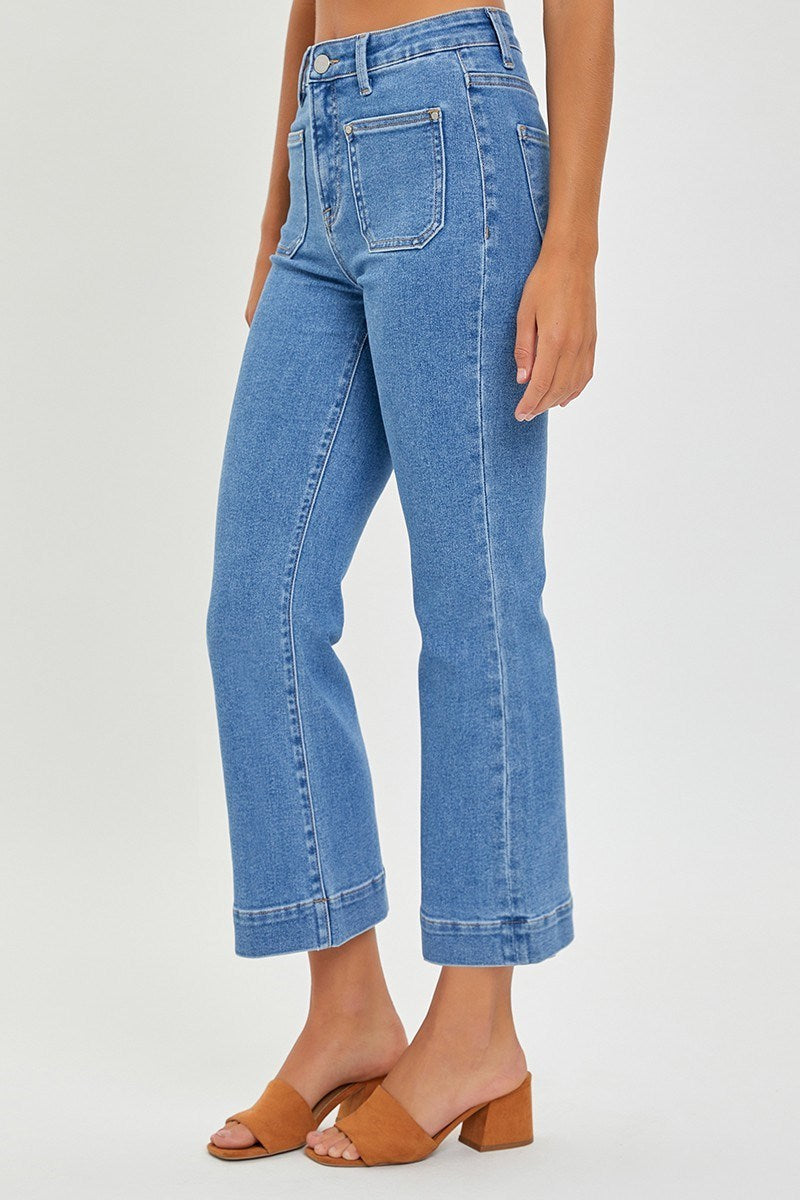 High Rise Front Pocket Ankle Jeans