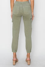 High Rise Olive Cargo Jogger Denim
