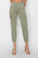High Rise Olive Cargo Jogger Denim