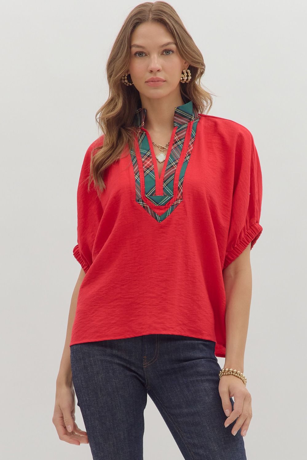 Christmas Plaid Blouse