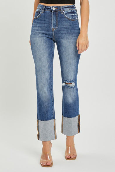 The Kylie Distressed Straight Leg Denim