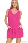 Corded Rib Romper with Pockets