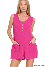 Corded Rib Romper with Pockets