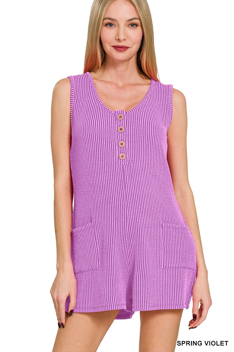 Corded Rib Romper with Pockets