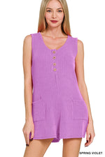 Corded Rib Romper with Pockets