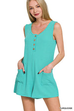 Corded Rib Romper with Pockets