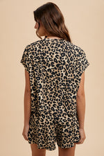 Soft Touch Leopard Knit Top & Flare Shorts Set