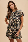 Soft Touch Leopard Knit Top & Flare Shorts Set