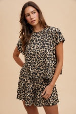 Soft Touch Leopard Knit Top & Flare Shorts Set