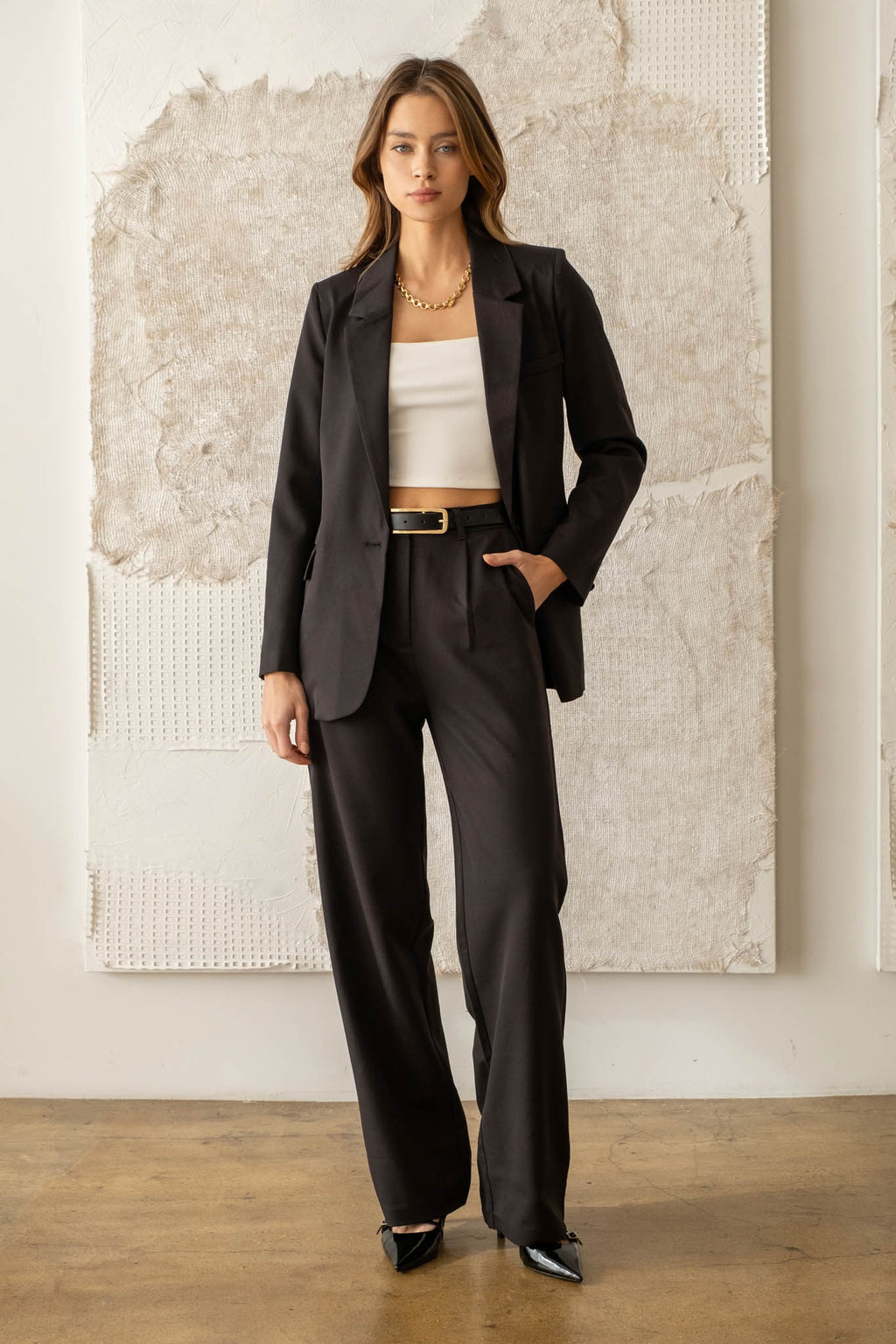 Wide Leg Pleated Dress Pants